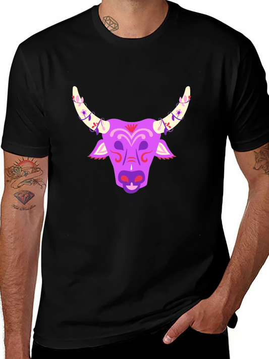Bull Head Graphic Tee - Black Short Sleeve Shirt