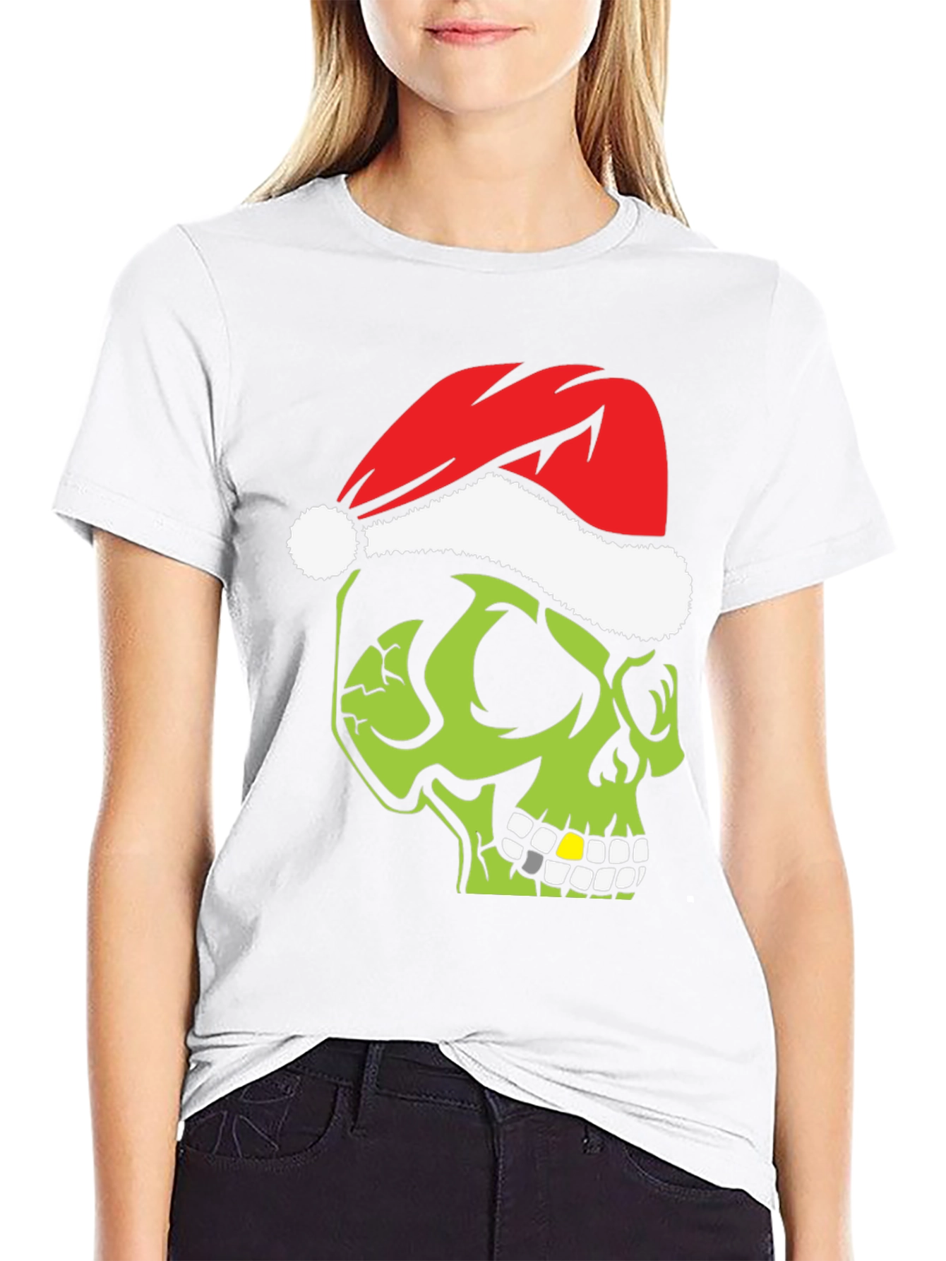 Grinch Skull Christmas T-Shirt - Holiday Humor