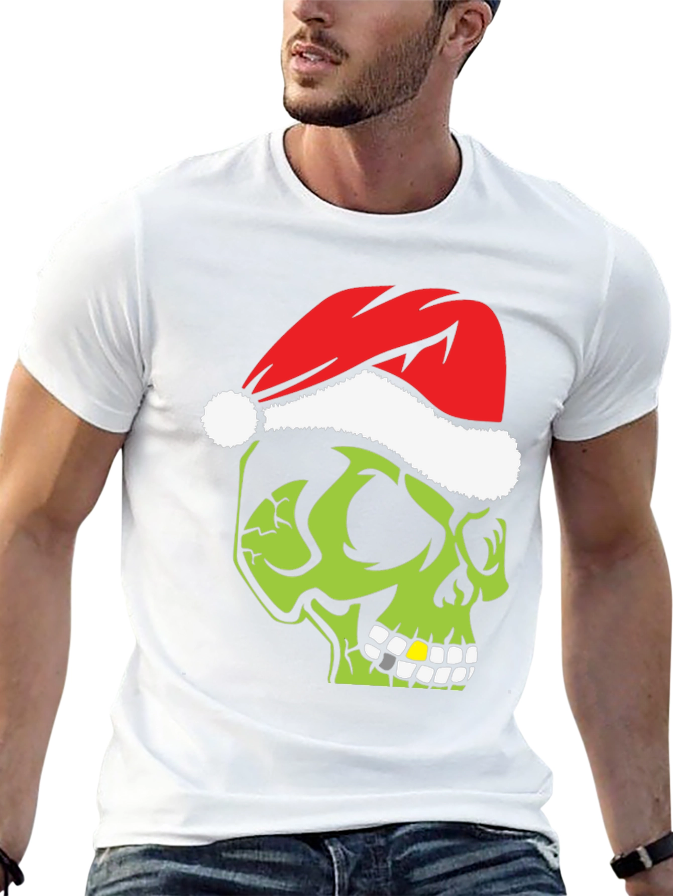 Grinch Skull Christmas T-Shirt - Holiday Humor