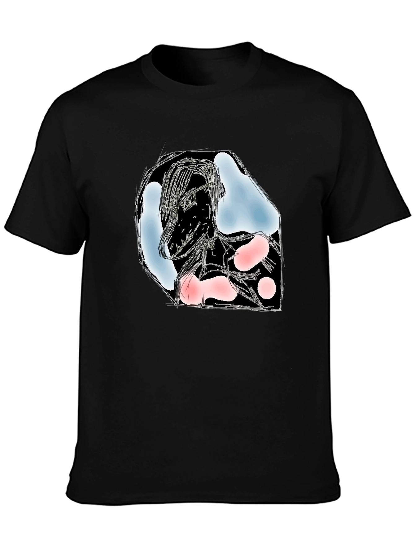 Abstract Sketch Graphic Black T-Shirt