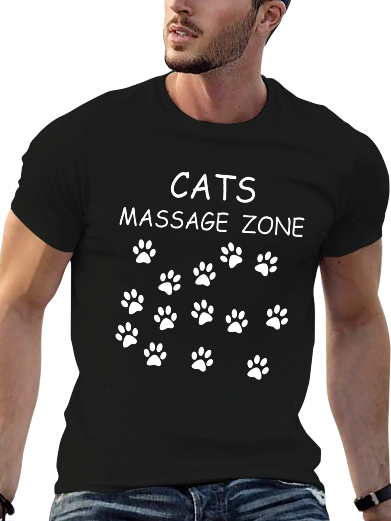Cats Massage Zone T-Shirt - Paw Print Funny Tee