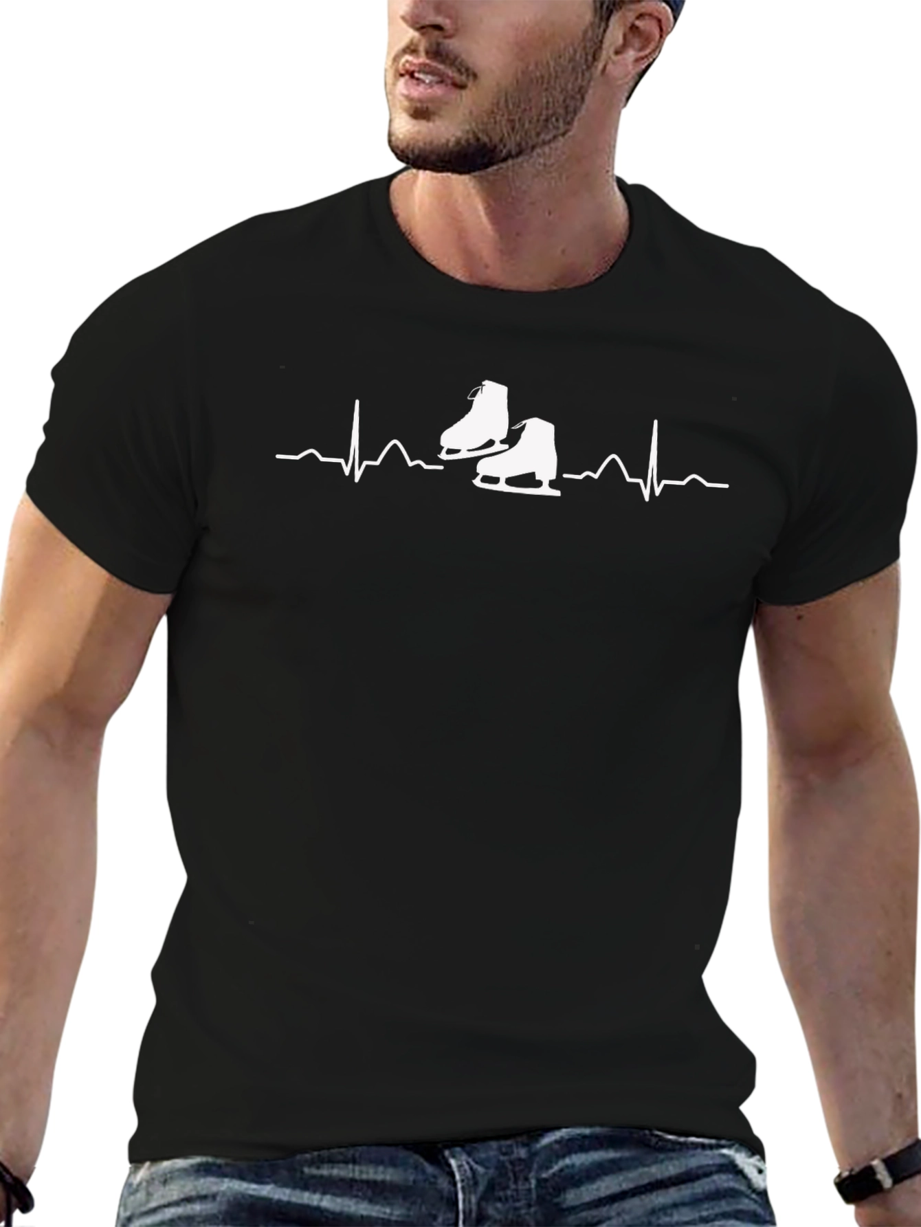 Skate Heartbeat Graphic Tee - Cool Black T-Shirt