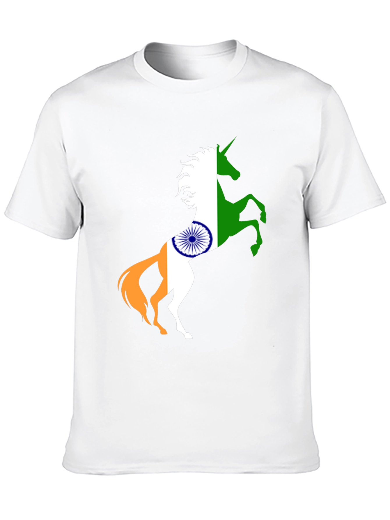 Indian Flag Unicorn Black T-Shirt