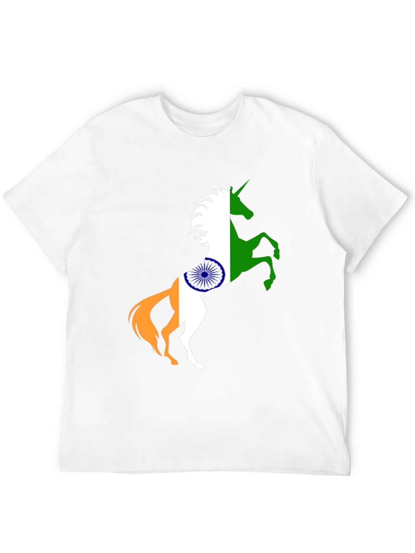 Indian Flag Unicorn Black T-Shirt