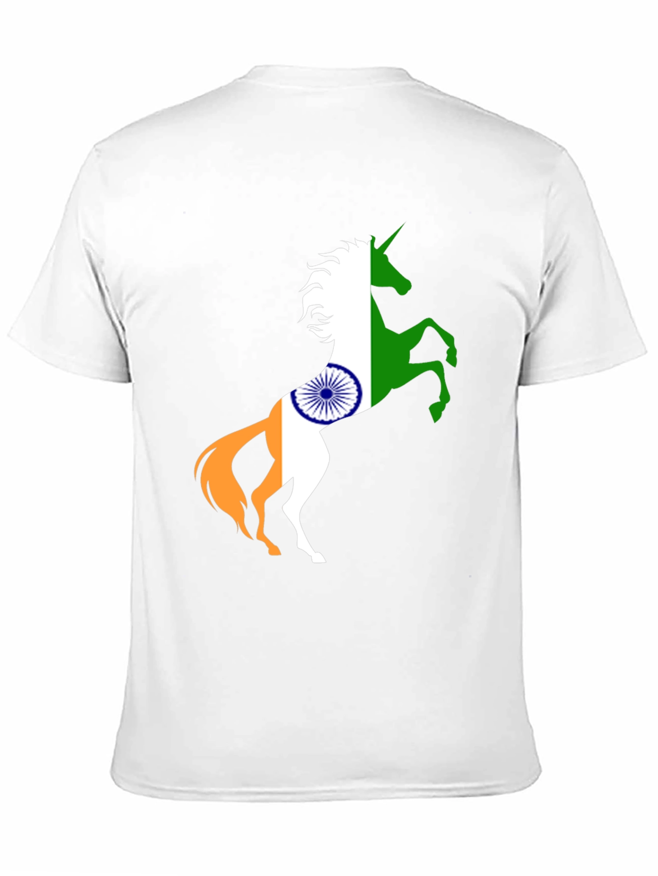 Indian Flag Unicorn Black T-Shirt