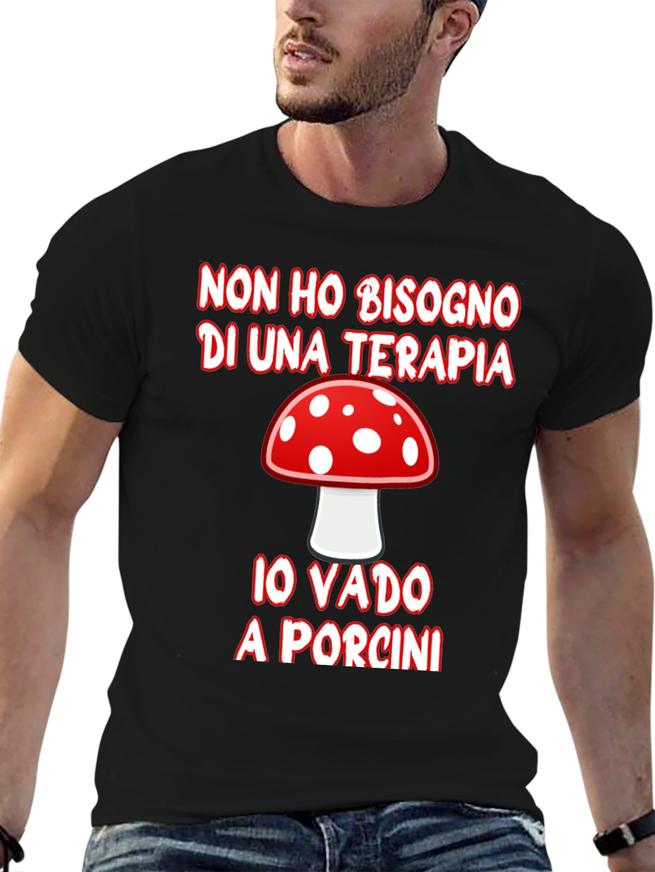 Mushroom Hunting Therapy Graphic T-Shirt