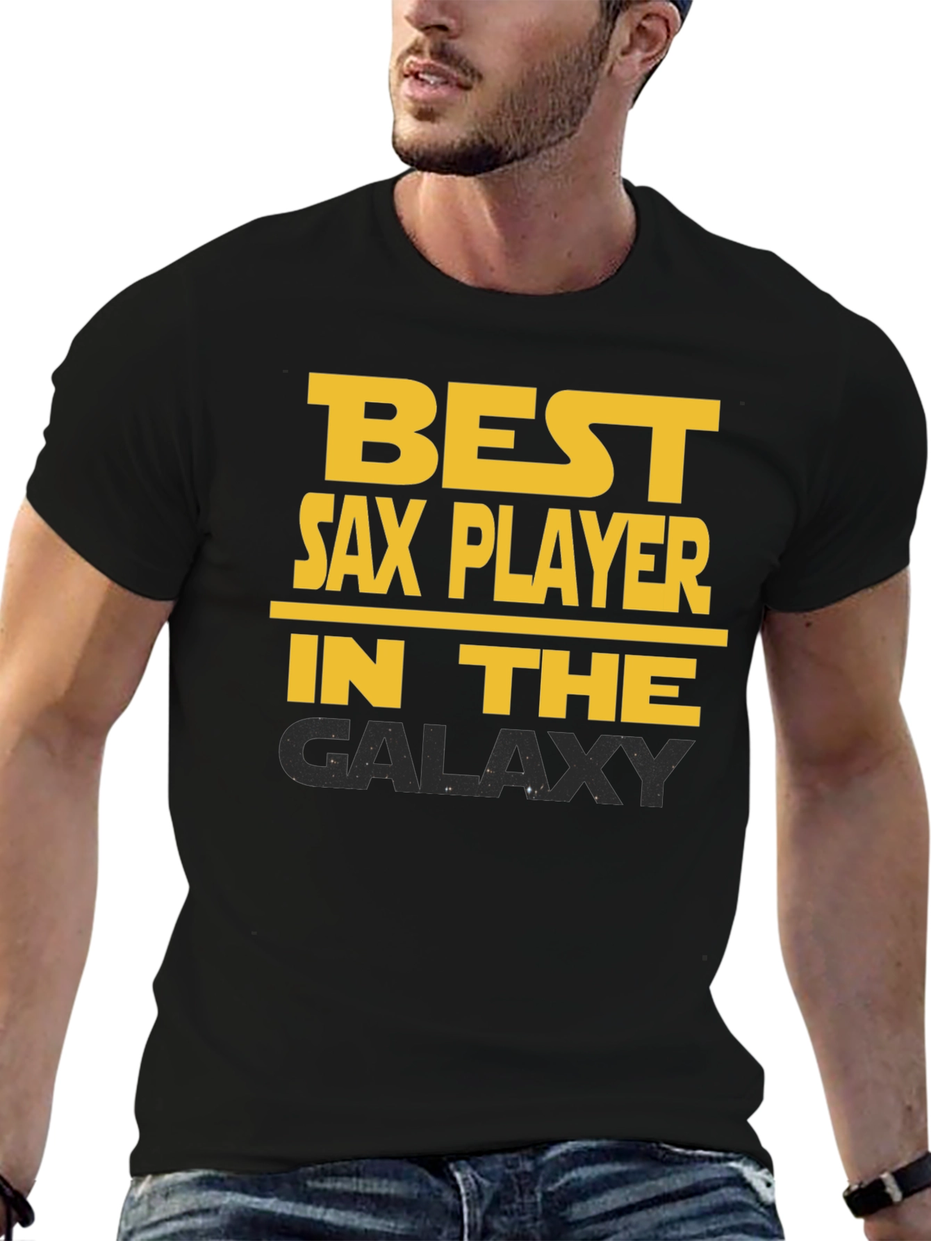 Best Sax Player Galaxy T-Shirt - Black Cotton Tee