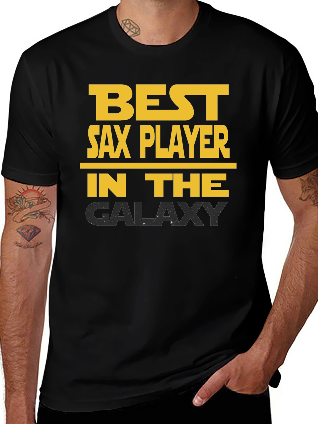 Best Sax Player Galaxy T-Shirt - Black Cotton Tee