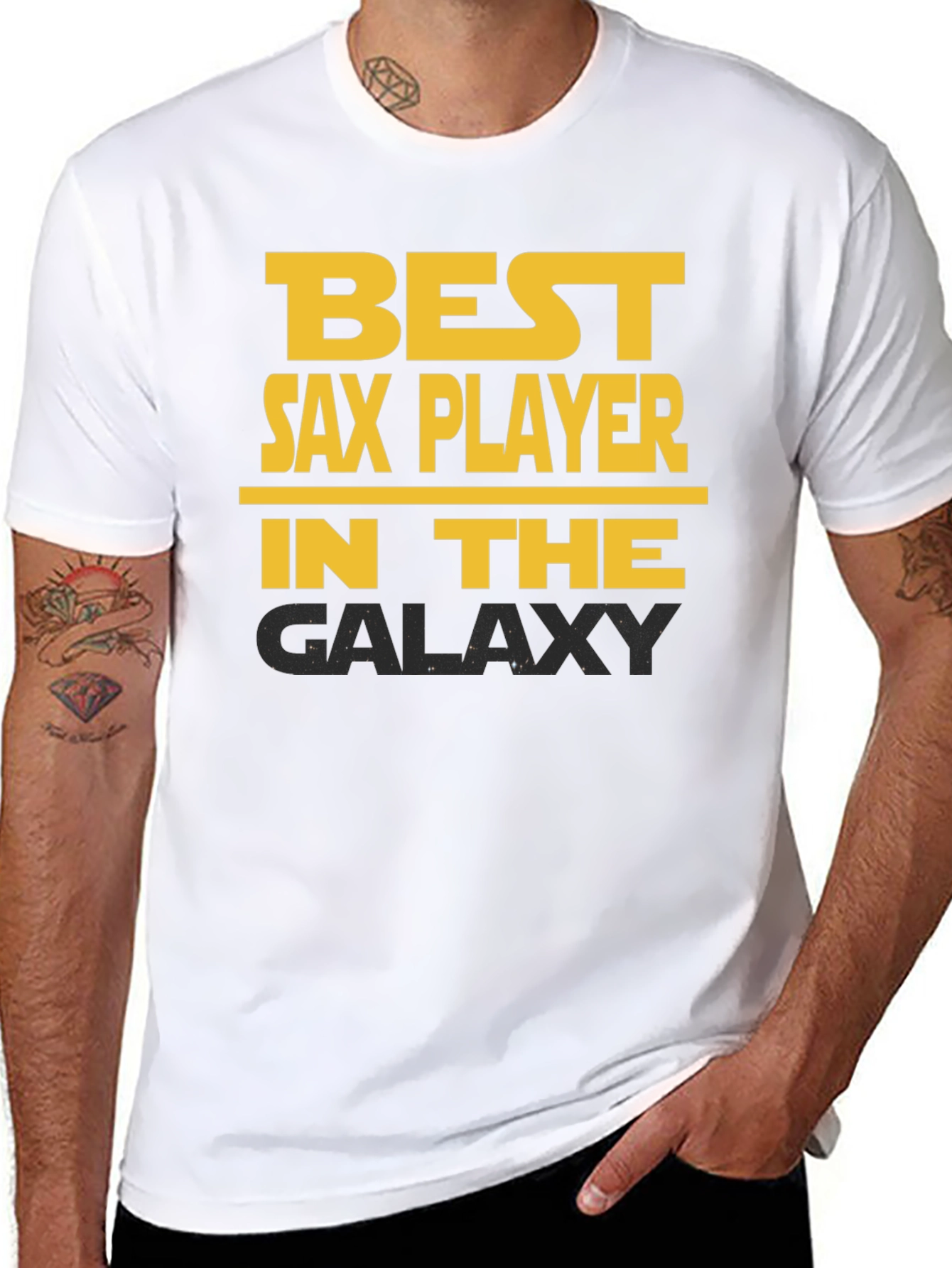 Best Sax Player Galaxy T-Shirt - Black Cotton Tee