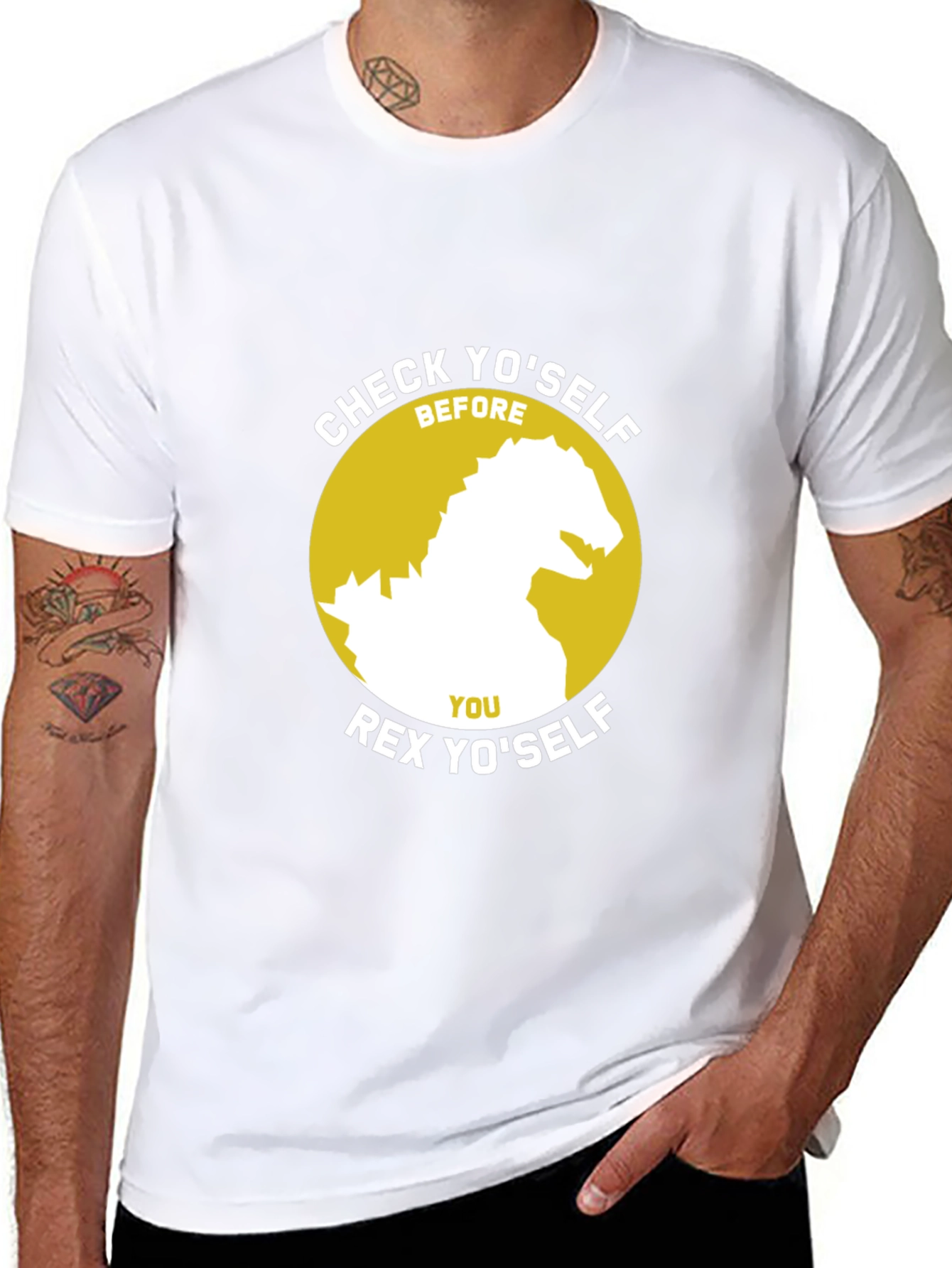 Check Yoself Rex Yoself Black T-Shirt