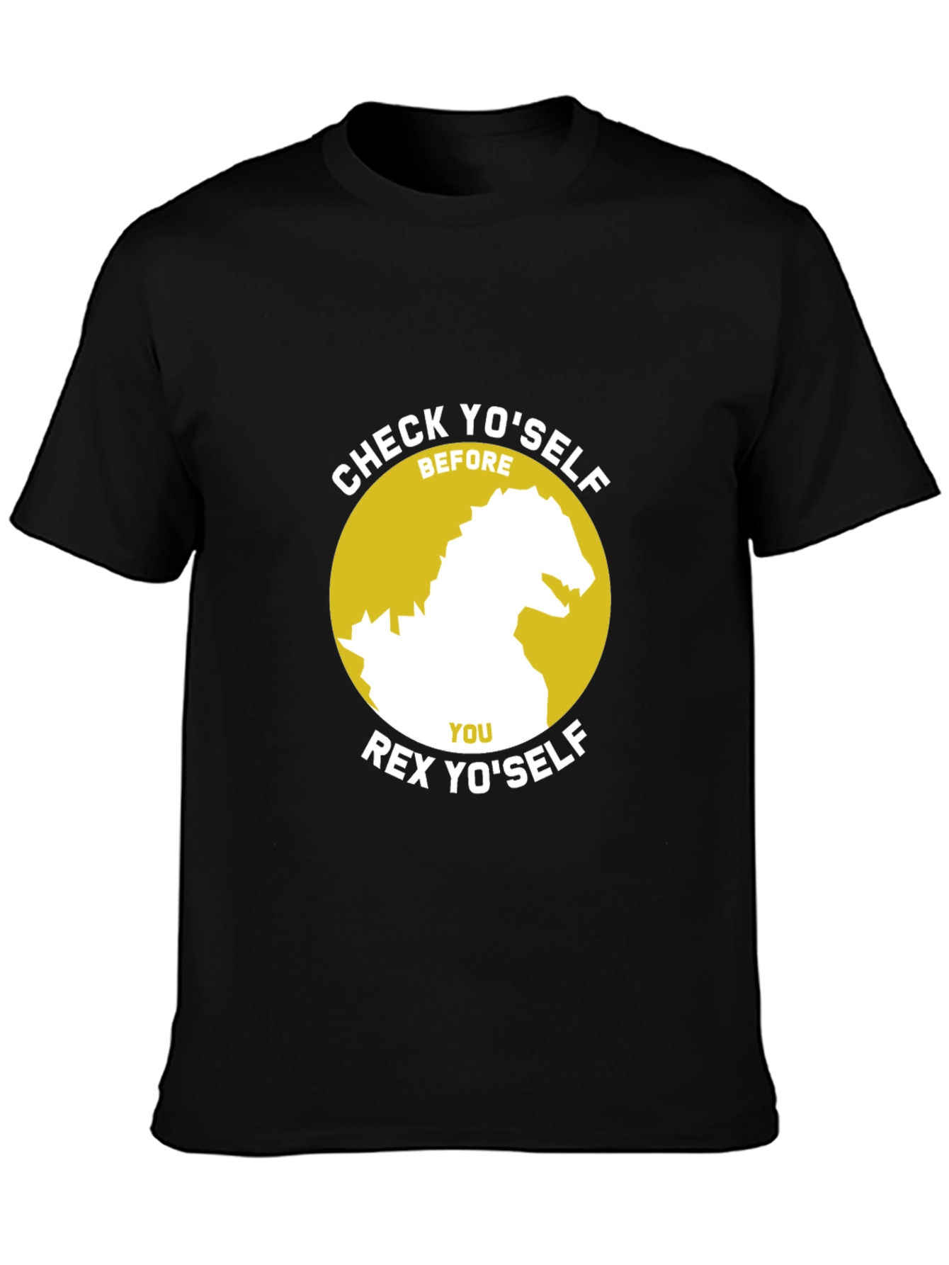 Check Yoself Rex Yoself Black T-Shirt