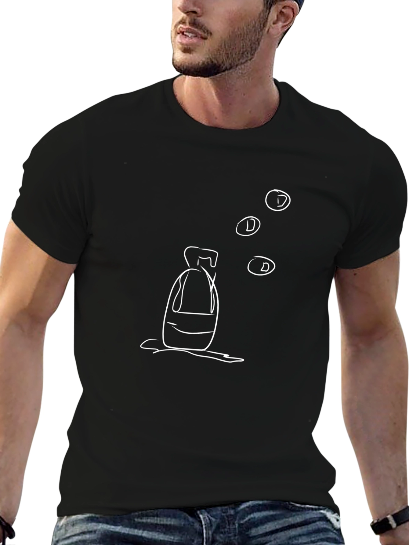 Abstract Bottle Design Black T-Shirt