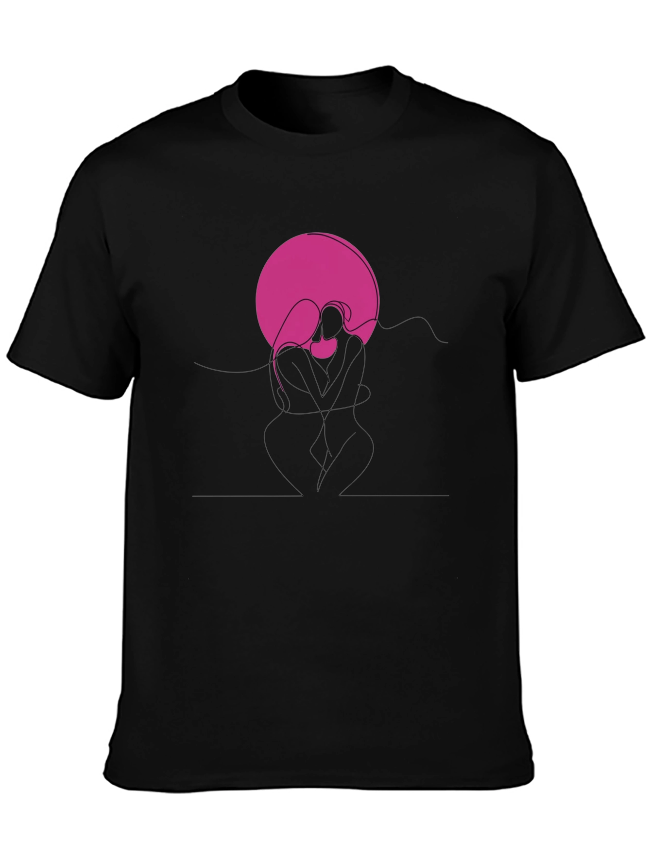 Abstract Couple Graphic Tee - Black