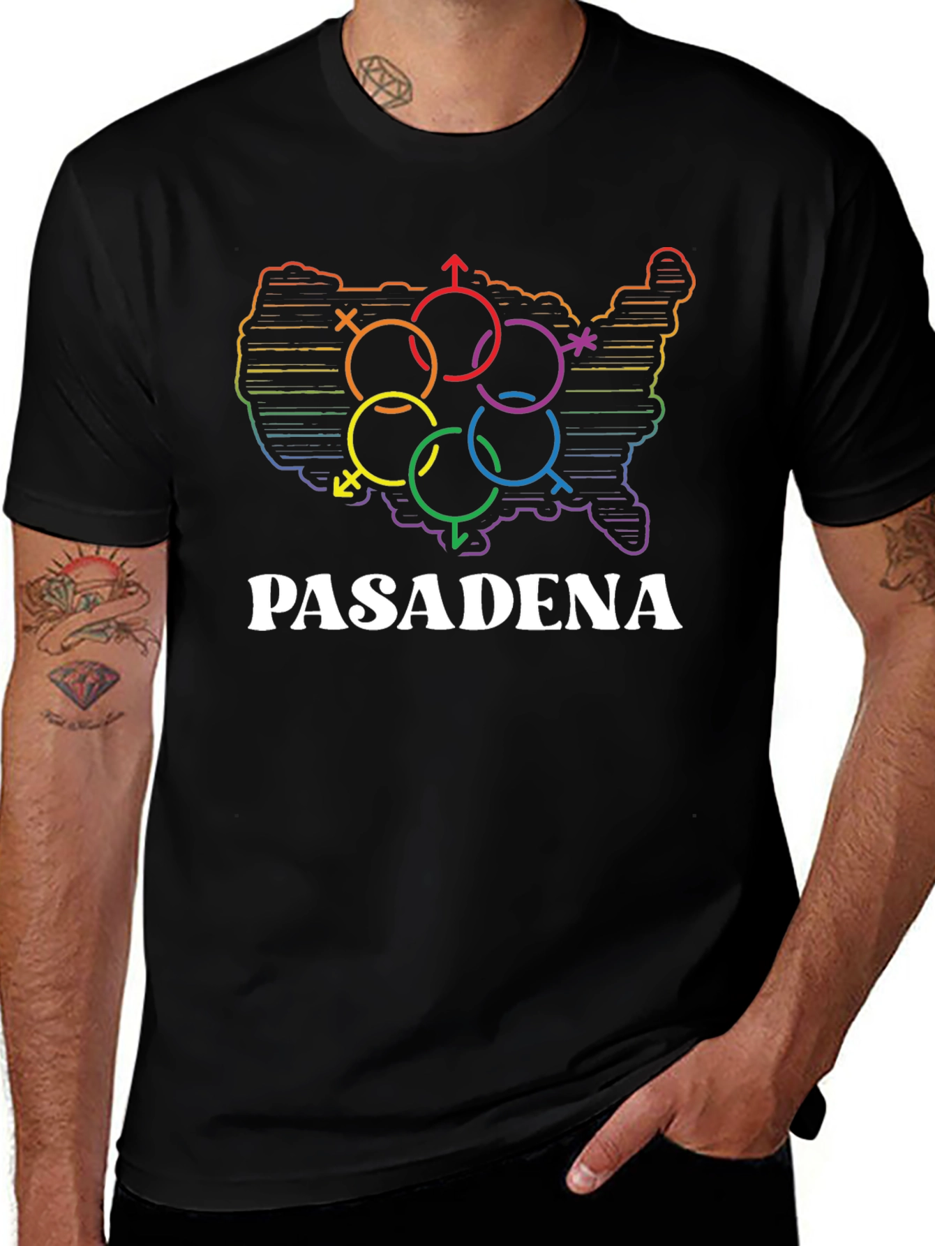 Pasadena Pride USA Map T-Shirt