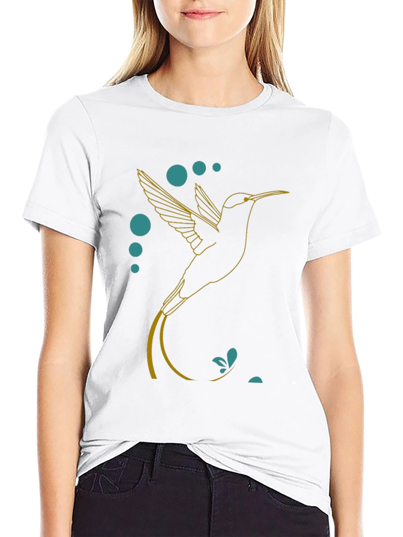 Hummingbird Graphic Tee - Stylish Black T-Shirt