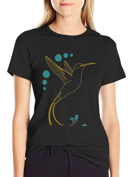 Hummingbird Graphic Tee - Stylish Black T-Shirt