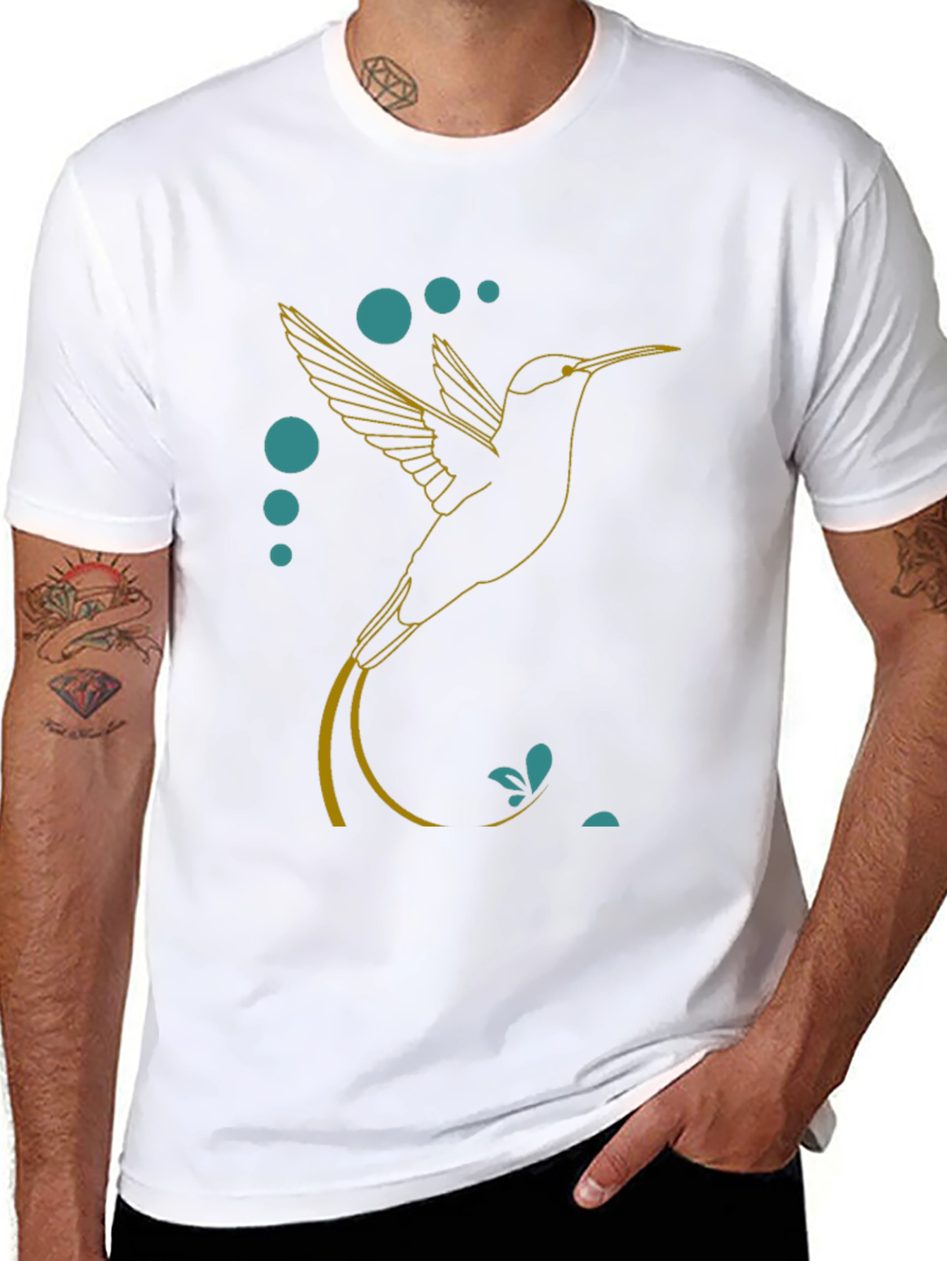 Hummingbird Graphic Tee - Stylish Black T-Shirt