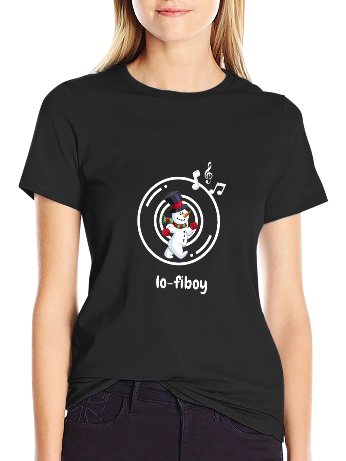 Lo-Fiboy Snowman Black T-Shirt