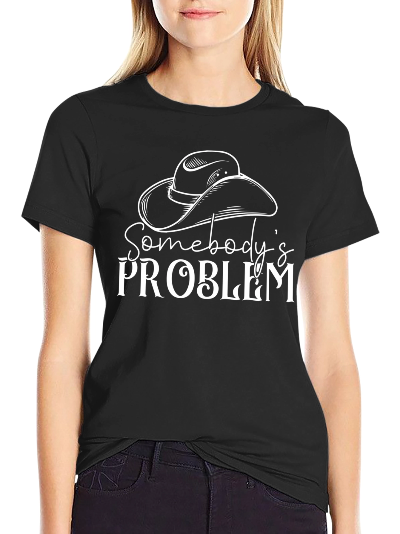 Somebodys Problem Graphic Tee - Black Cotton T-Shirt