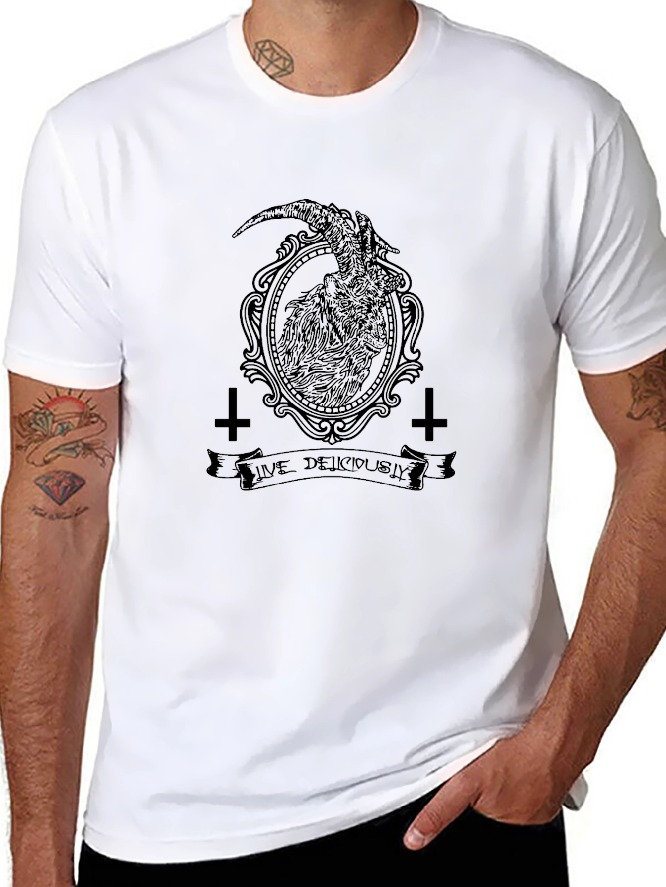 Live Deliciously Baphomet Black T-Shirt