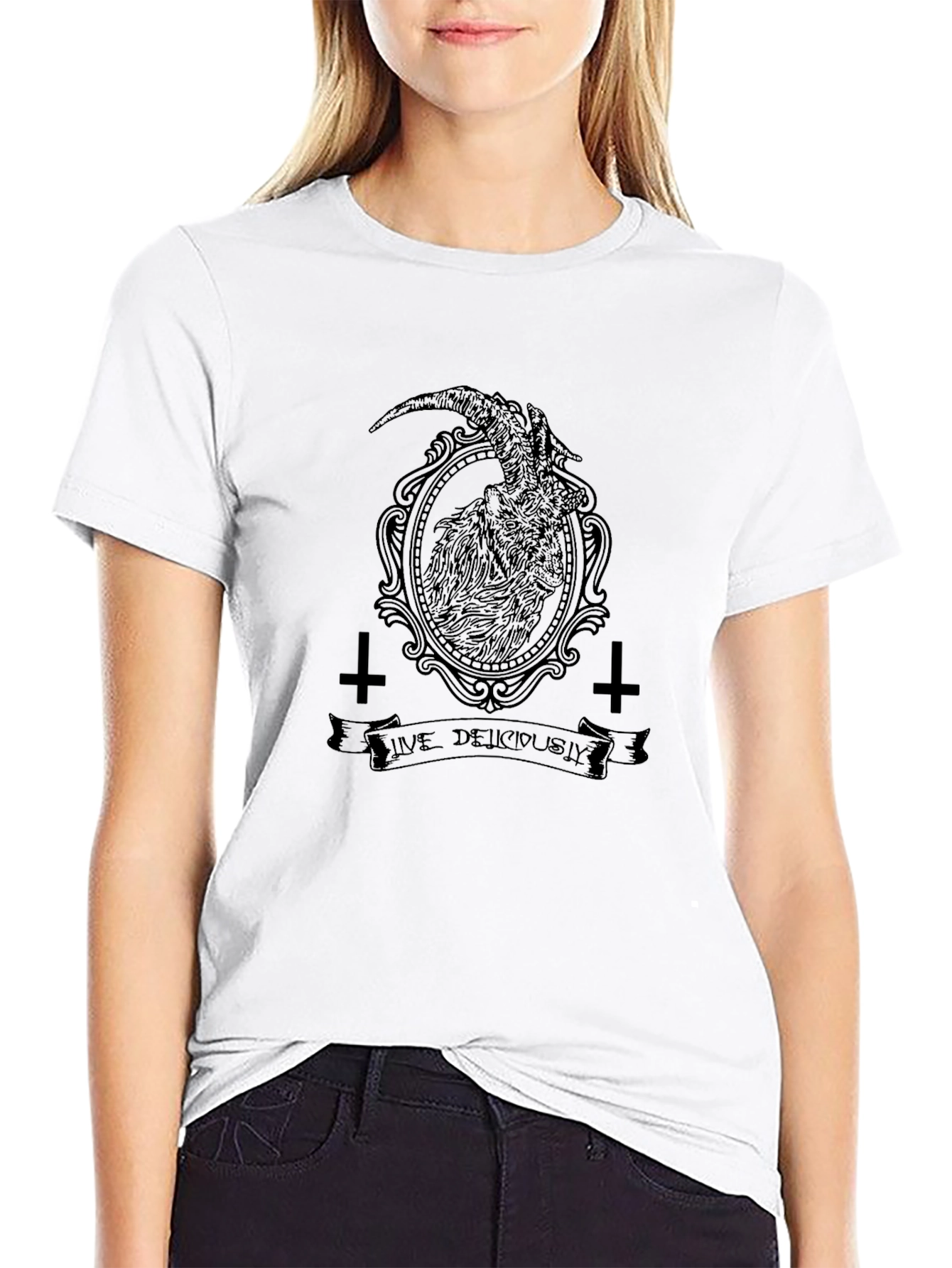 Live Deliciously Baphomet Black T-Shirt