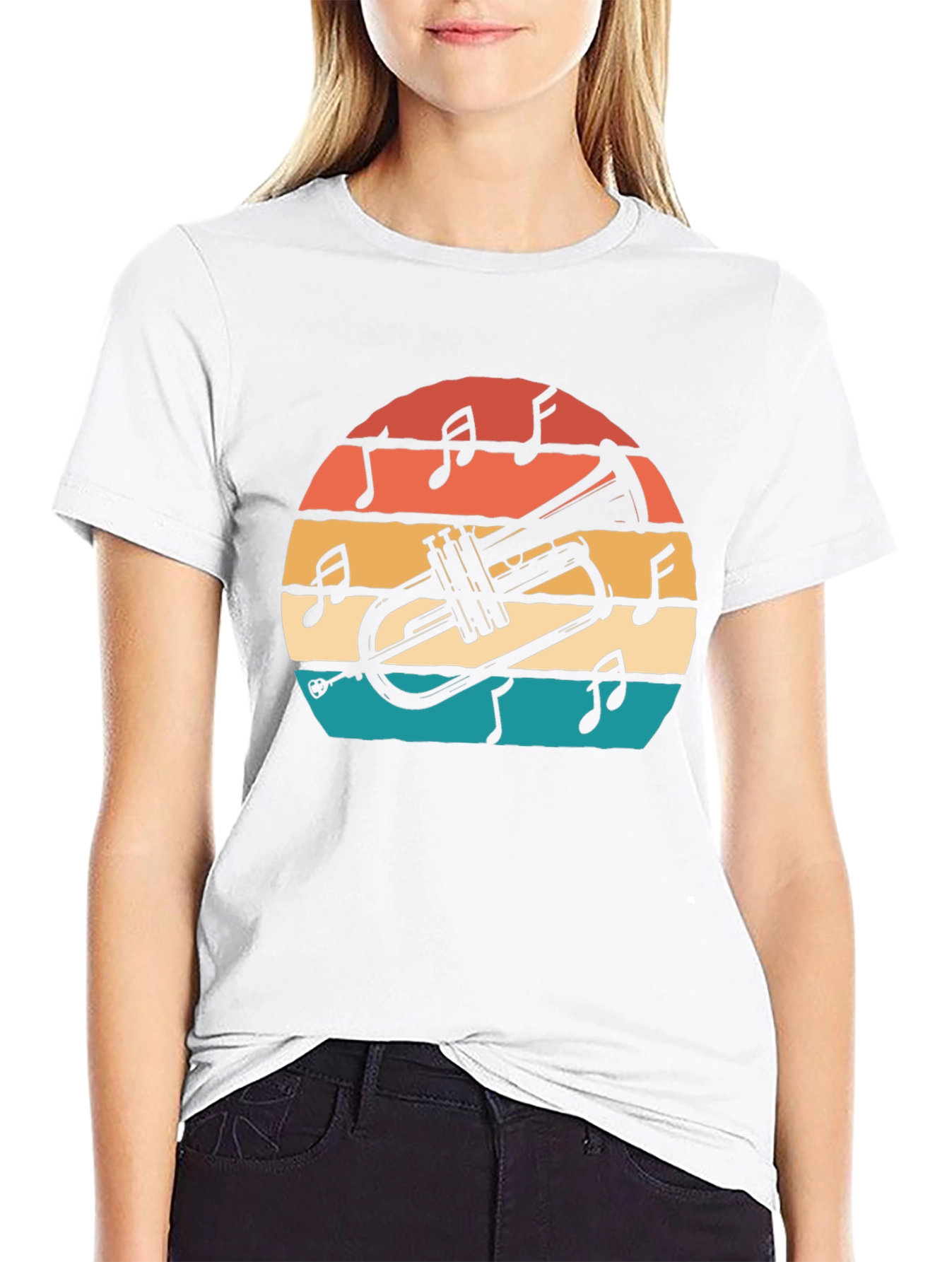 Retro Trumpet Sunset Graphic T-Shirt