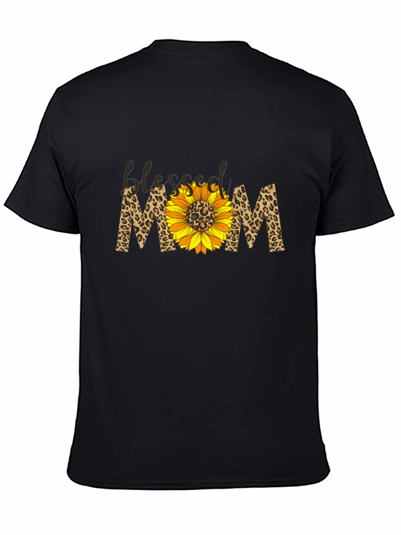 Blessed Mom Sunflower Leopard Print T-Shirt