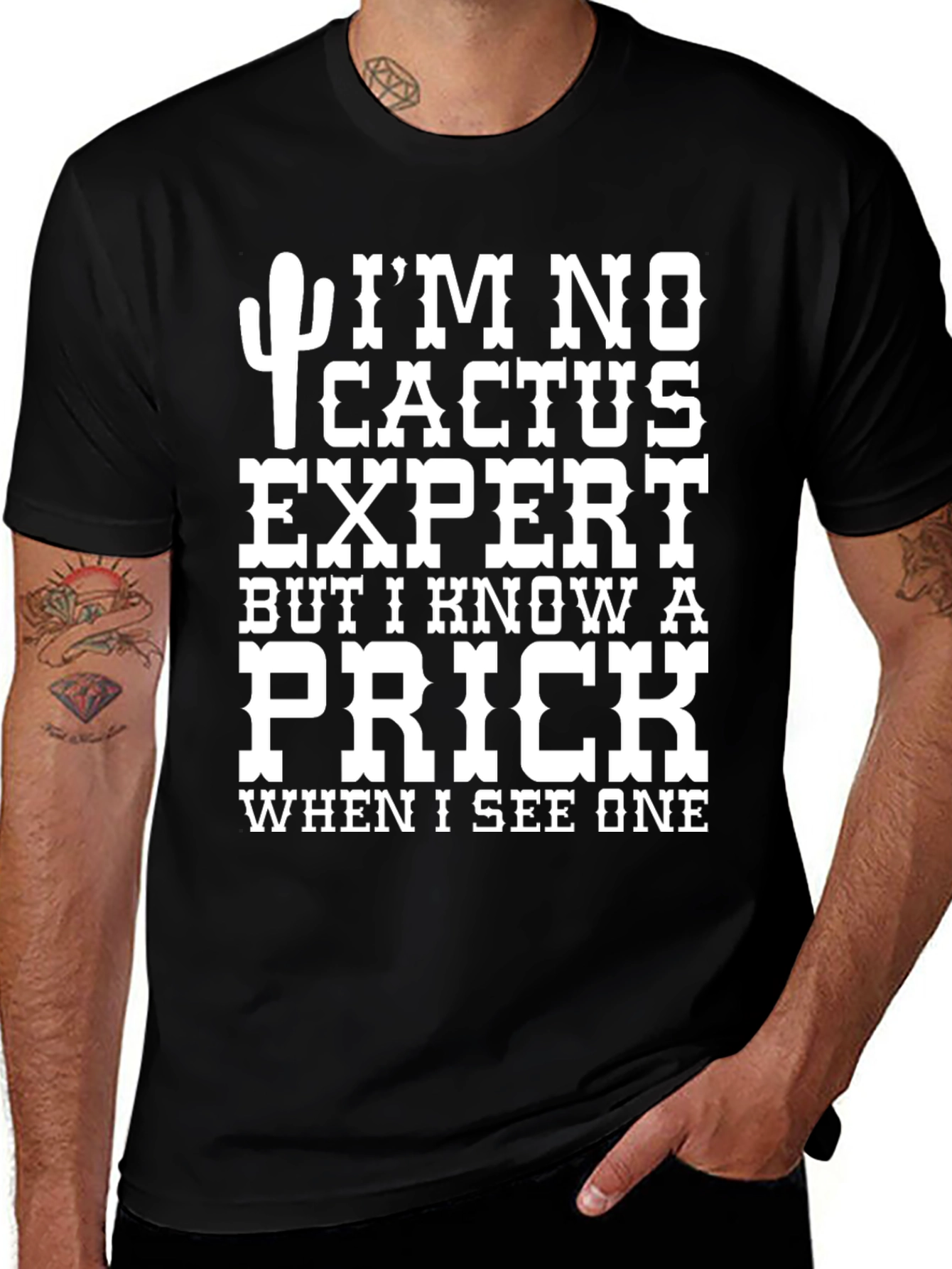 Funny Cactus Expert Prick Novelty Graphic T-Shirt