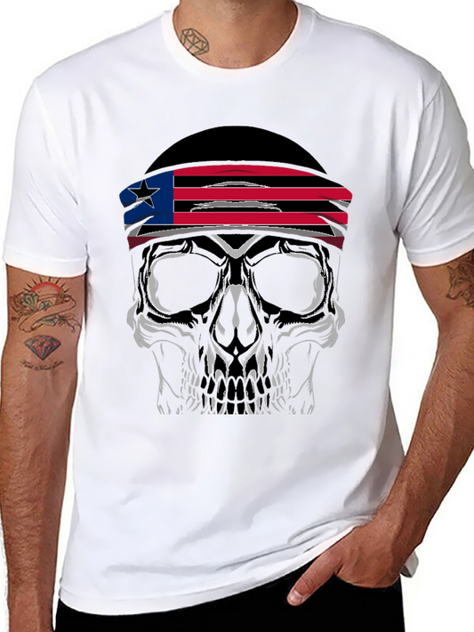Skull Headband Graphic Tee - Mens Black T-Shirt