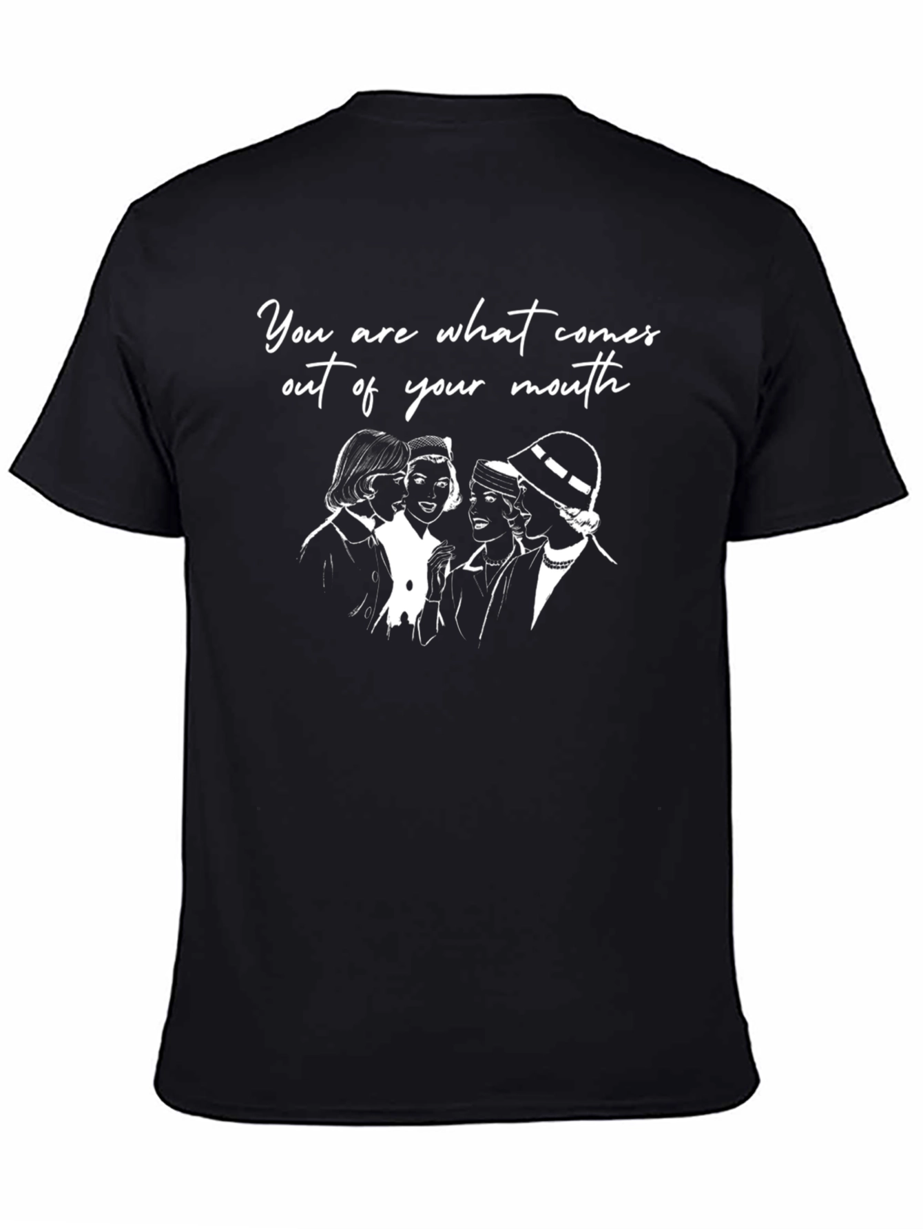 Women Chat Graphic T-Shirt - Black
