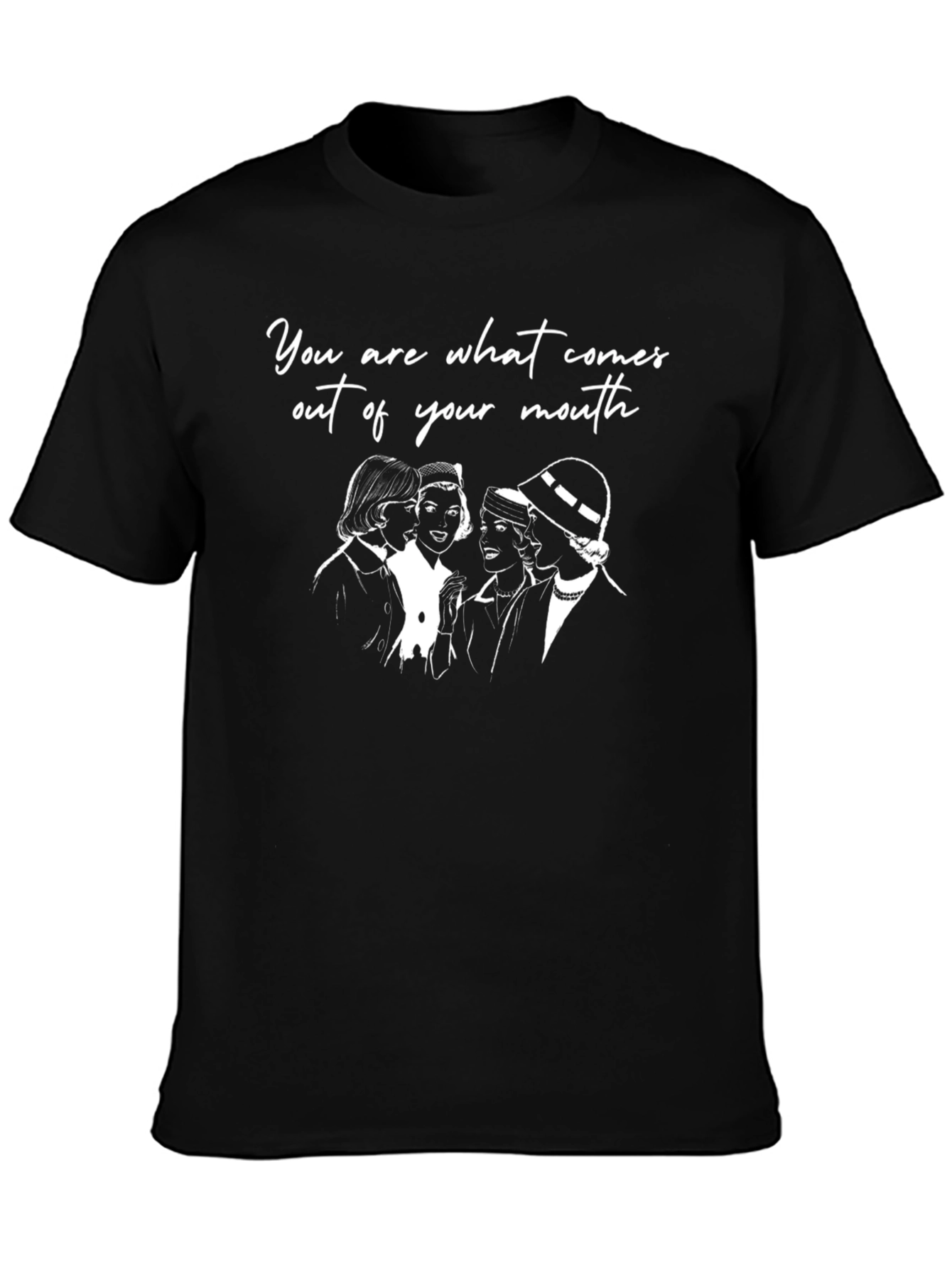 Women Chat Graphic T-Shirt - Black