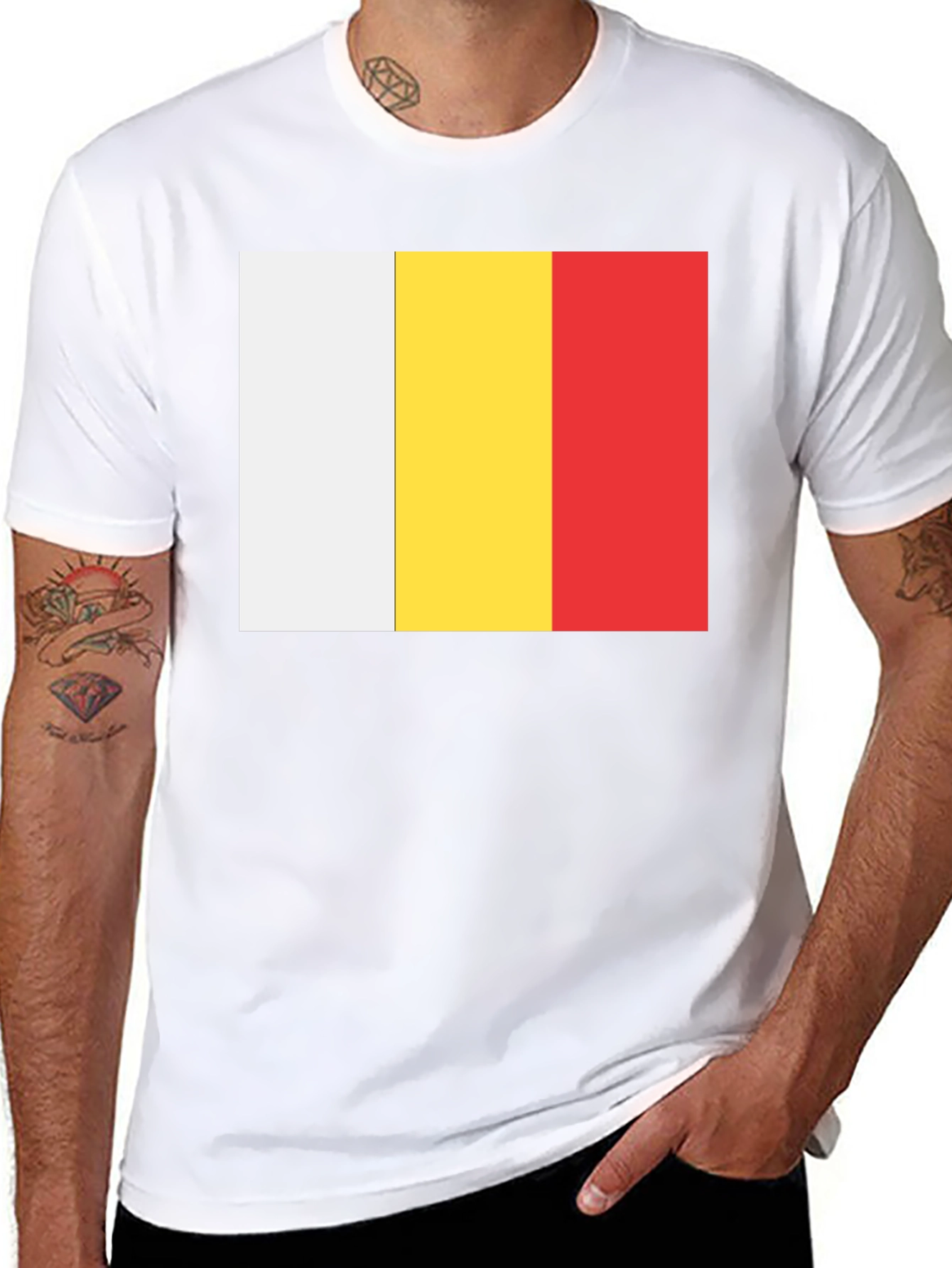 White Yellow and Red Striped T-Shirt