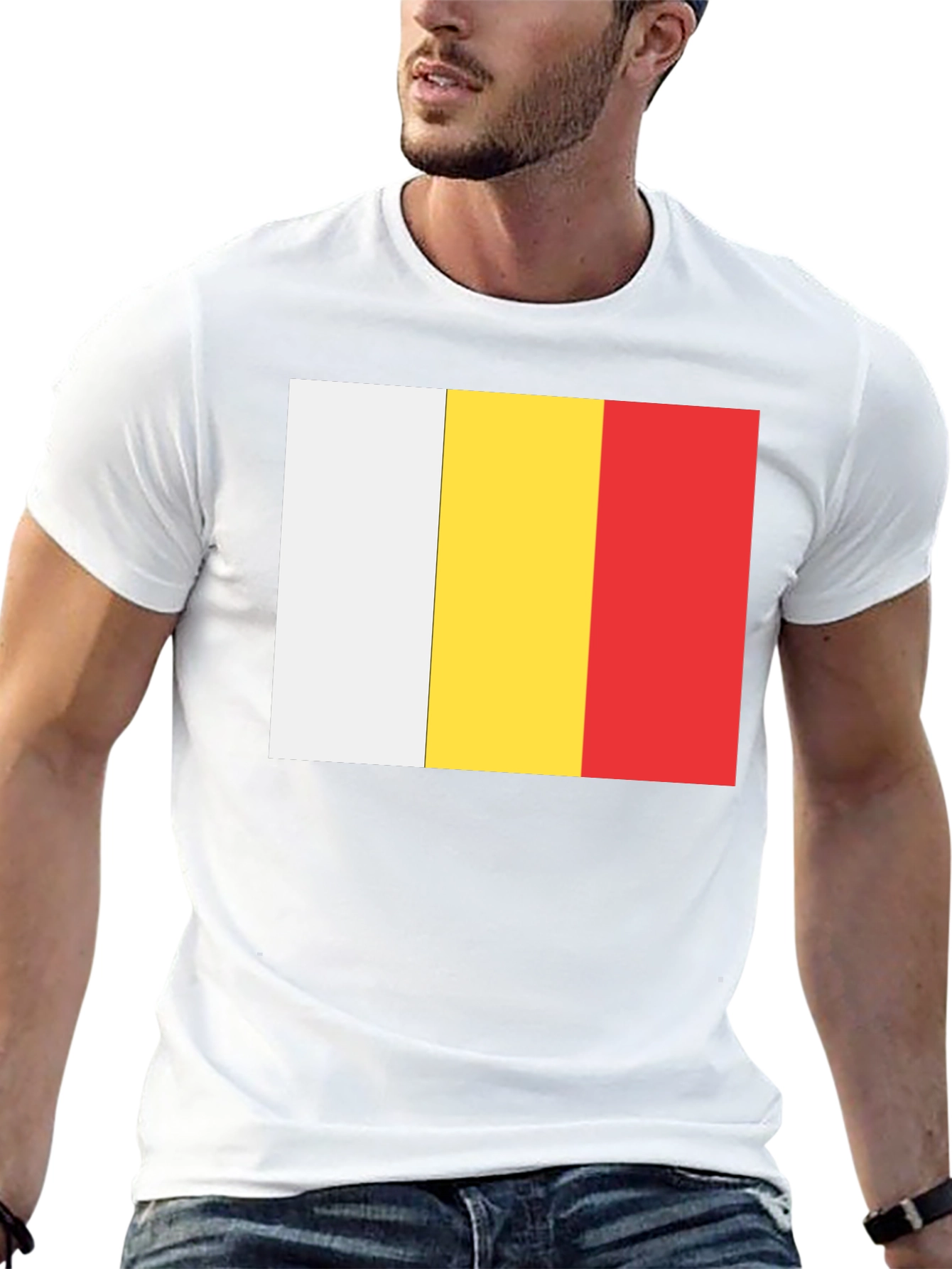 White Yellow and Red Striped T-Shirt