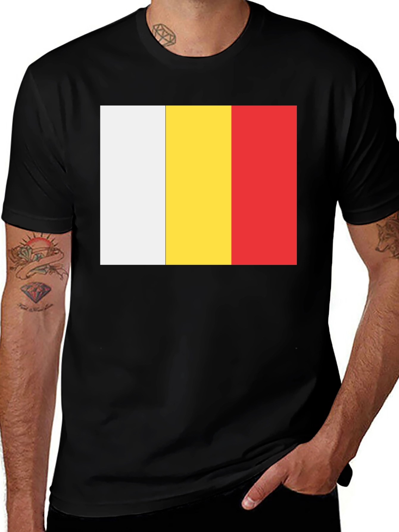 White Yellow and Red Striped T-Shirt
