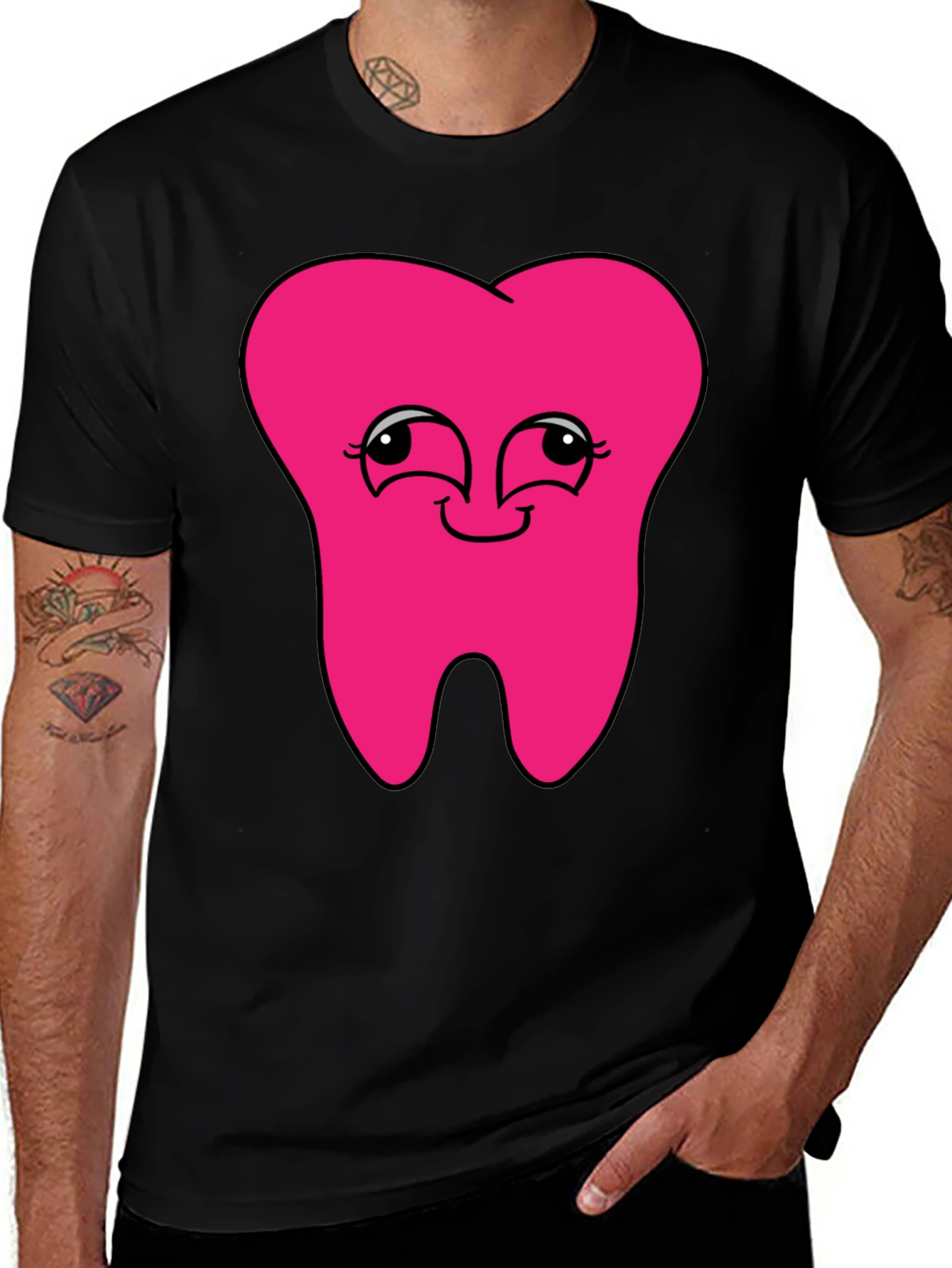 Funny Pink Tooth Graphic T-Shirt