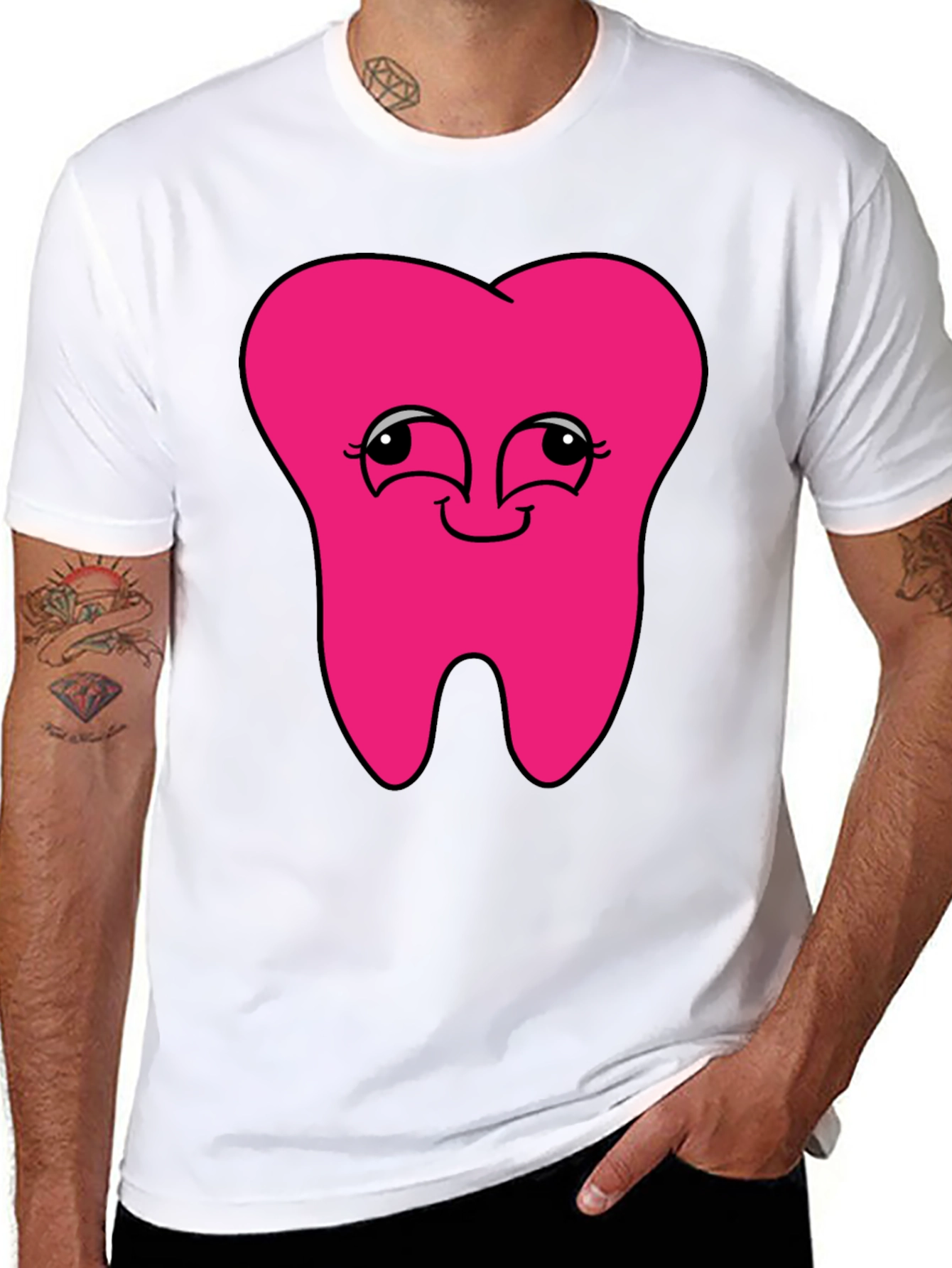 Funny Pink Tooth Graphic T-Shirt