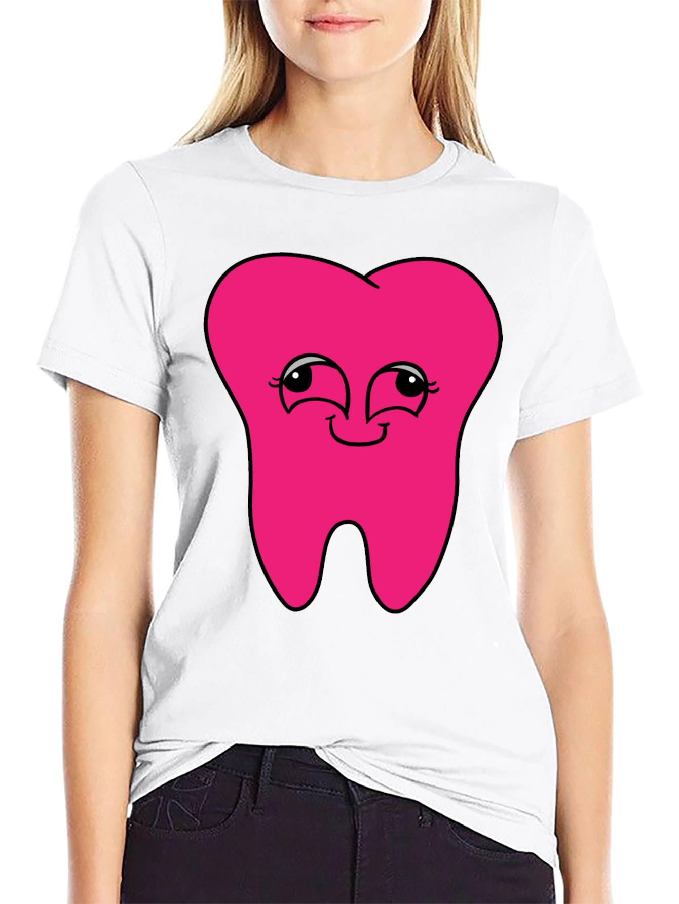 Funny Pink Tooth Graphic T-Shirt