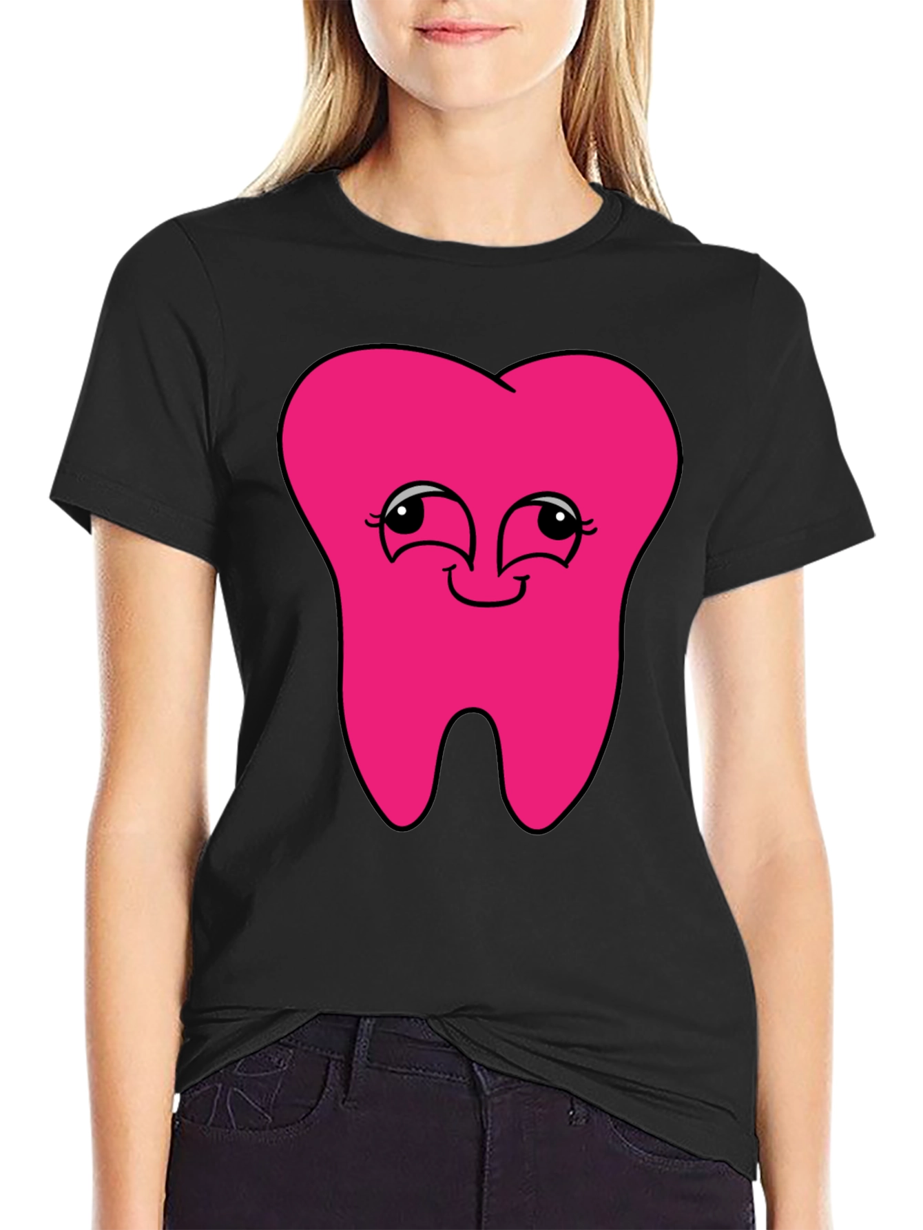 Funny Pink Tooth Graphic T-Shirt