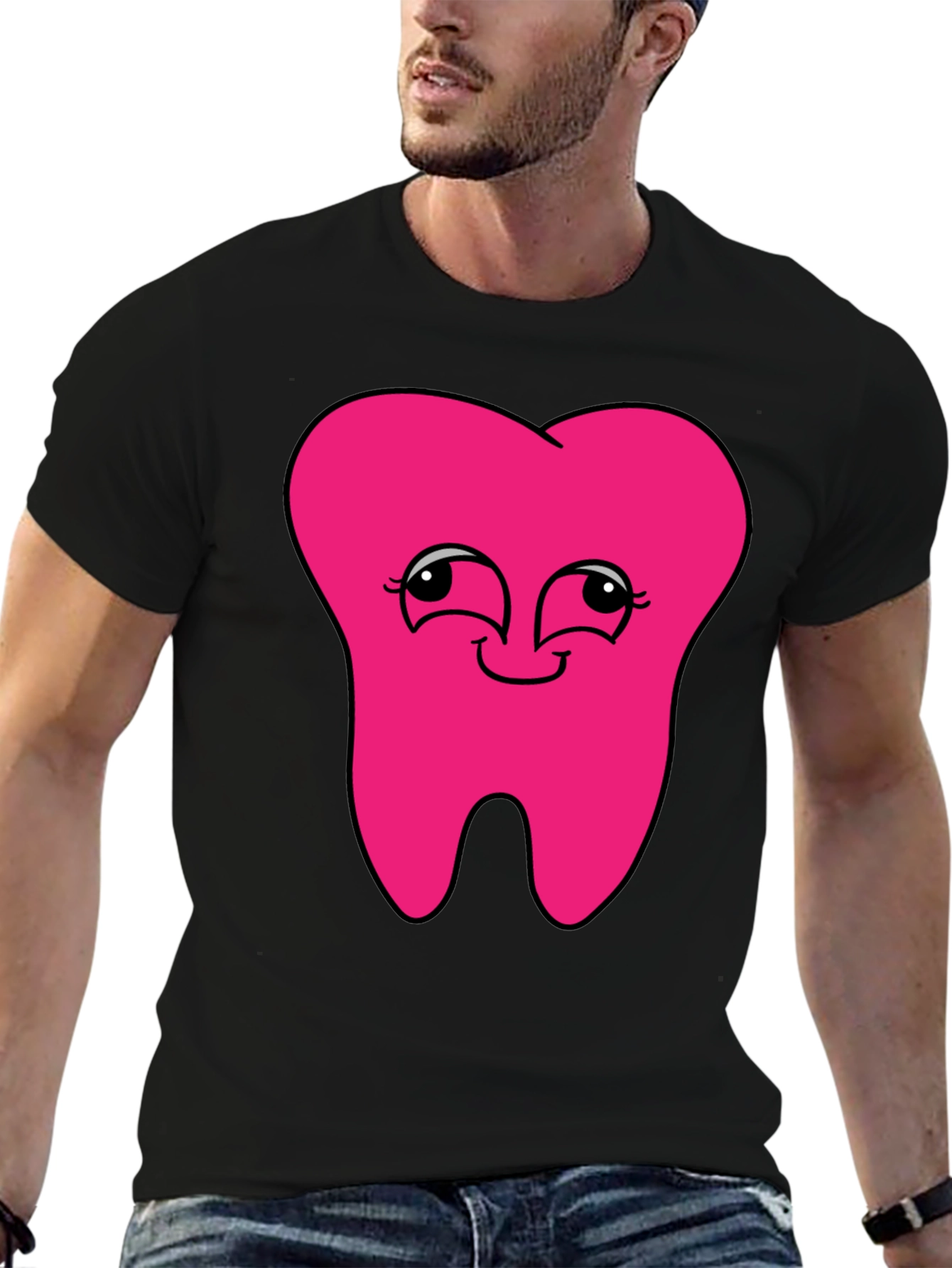 Funny Pink Tooth Graphic T-Shirt