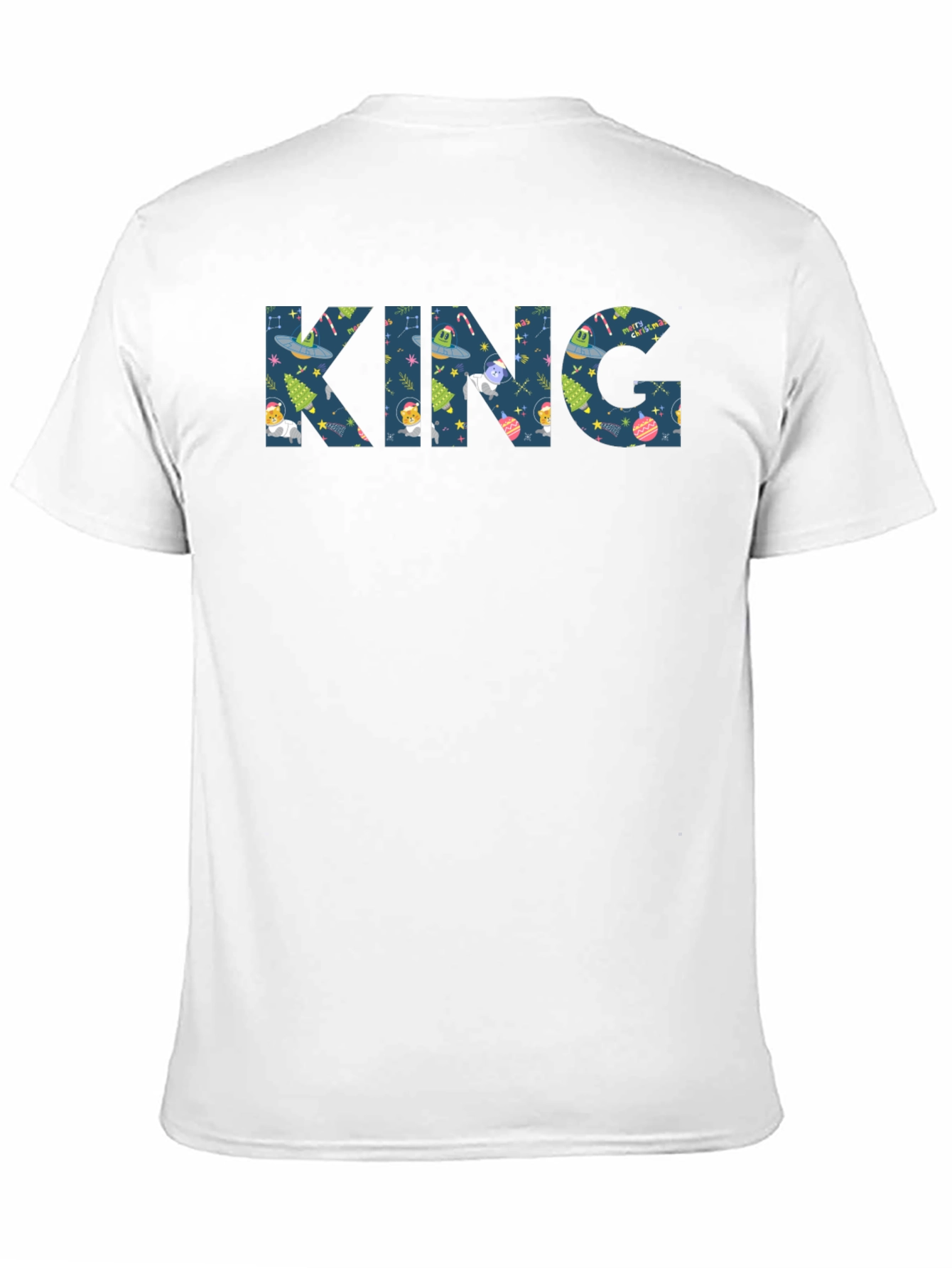 KING Christmas Pattern Crew Neck T-Shirt
