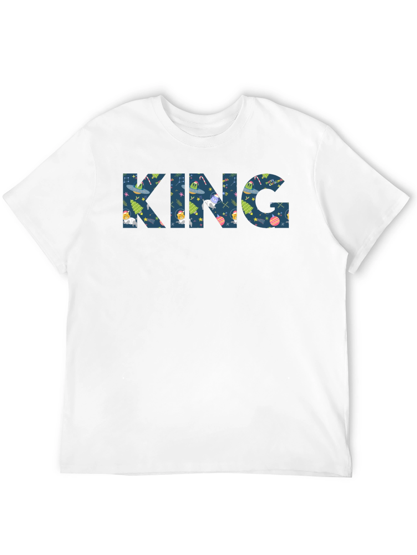 KING Christmas Pattern Crew Neck T-Shirt