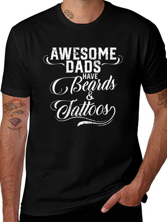 Awesome Dads Beards & Tattoos Graphic T-Shirt
