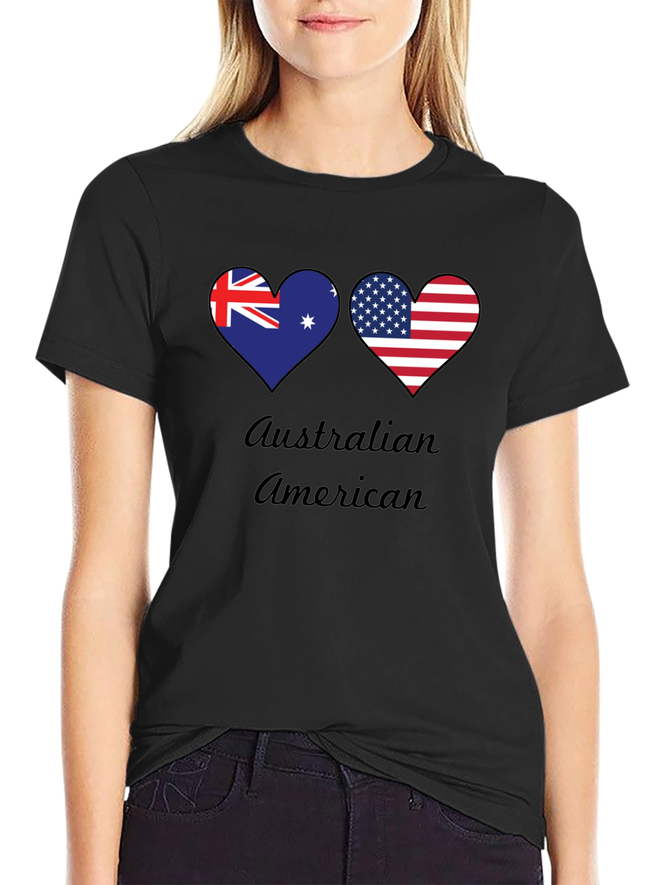 Australian American Flag Heart T-Shirt