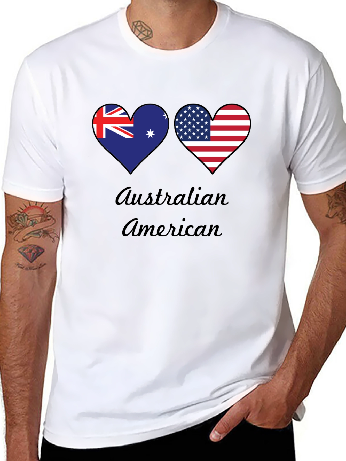 Australian American Flag Heart T-Shirt
