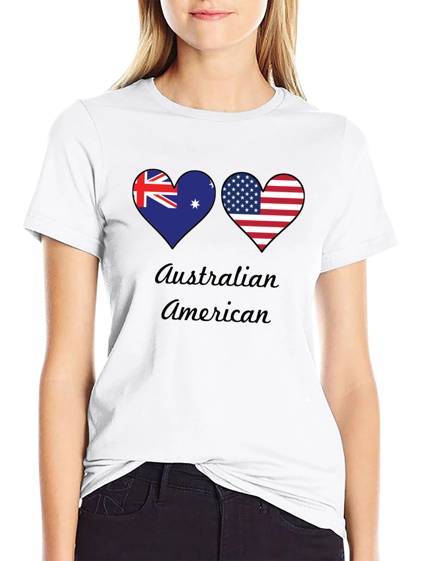 Australian American Flag Heart T-Shirt