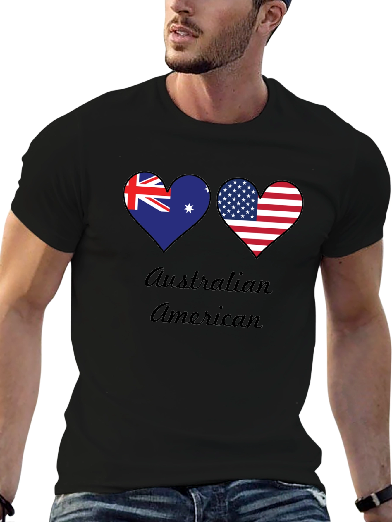 Australian American Flag Heart T-Shirt