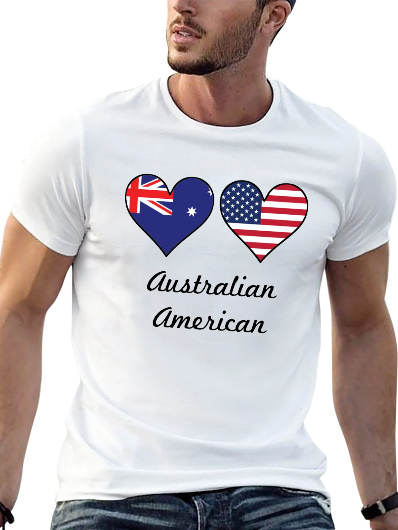 Australian American Flag Heart T-Shirt