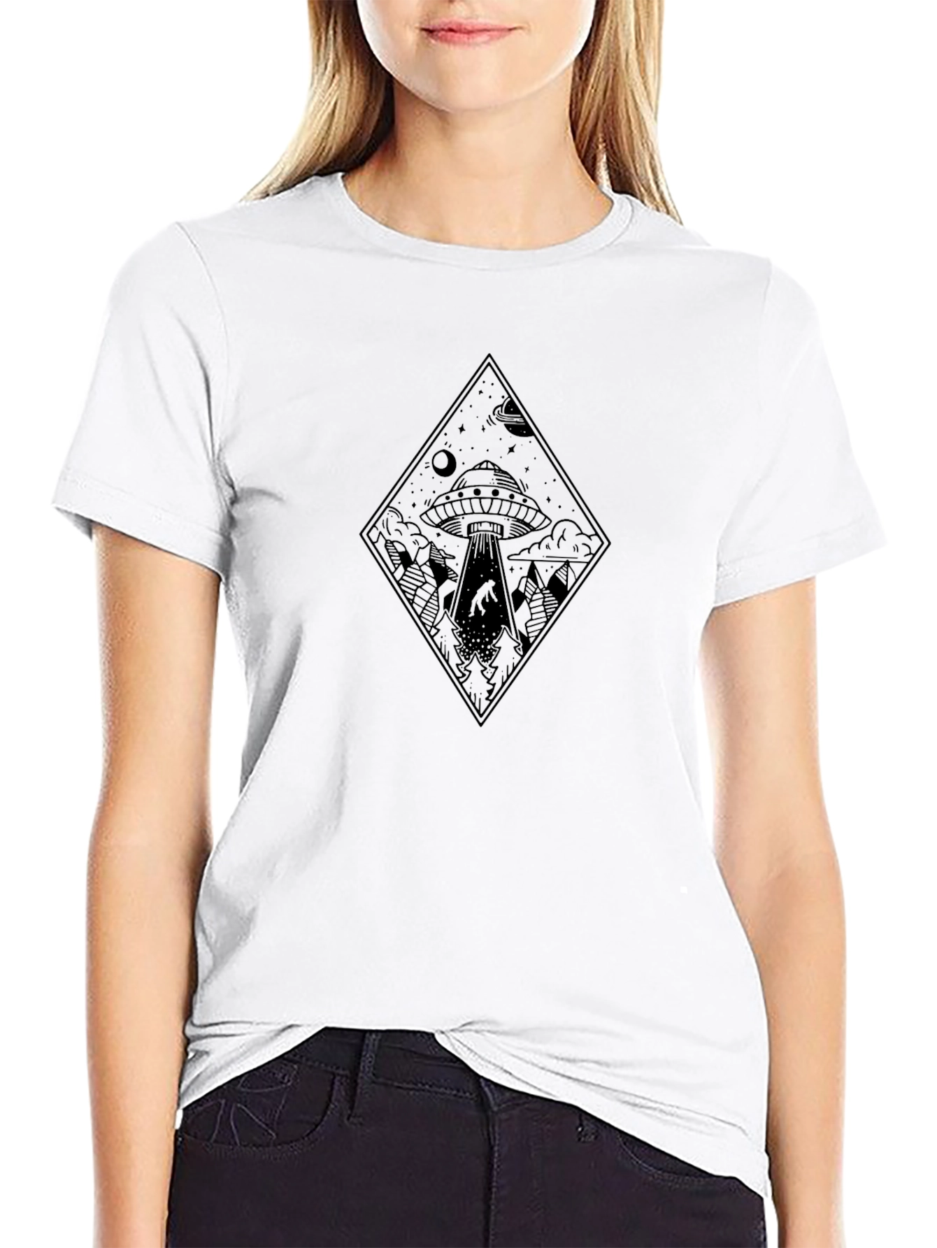 UFO Abduction Graphic Tee - Black