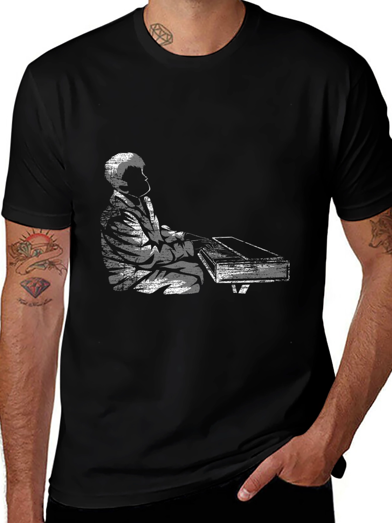 Piano Player Graphic Tee - Black