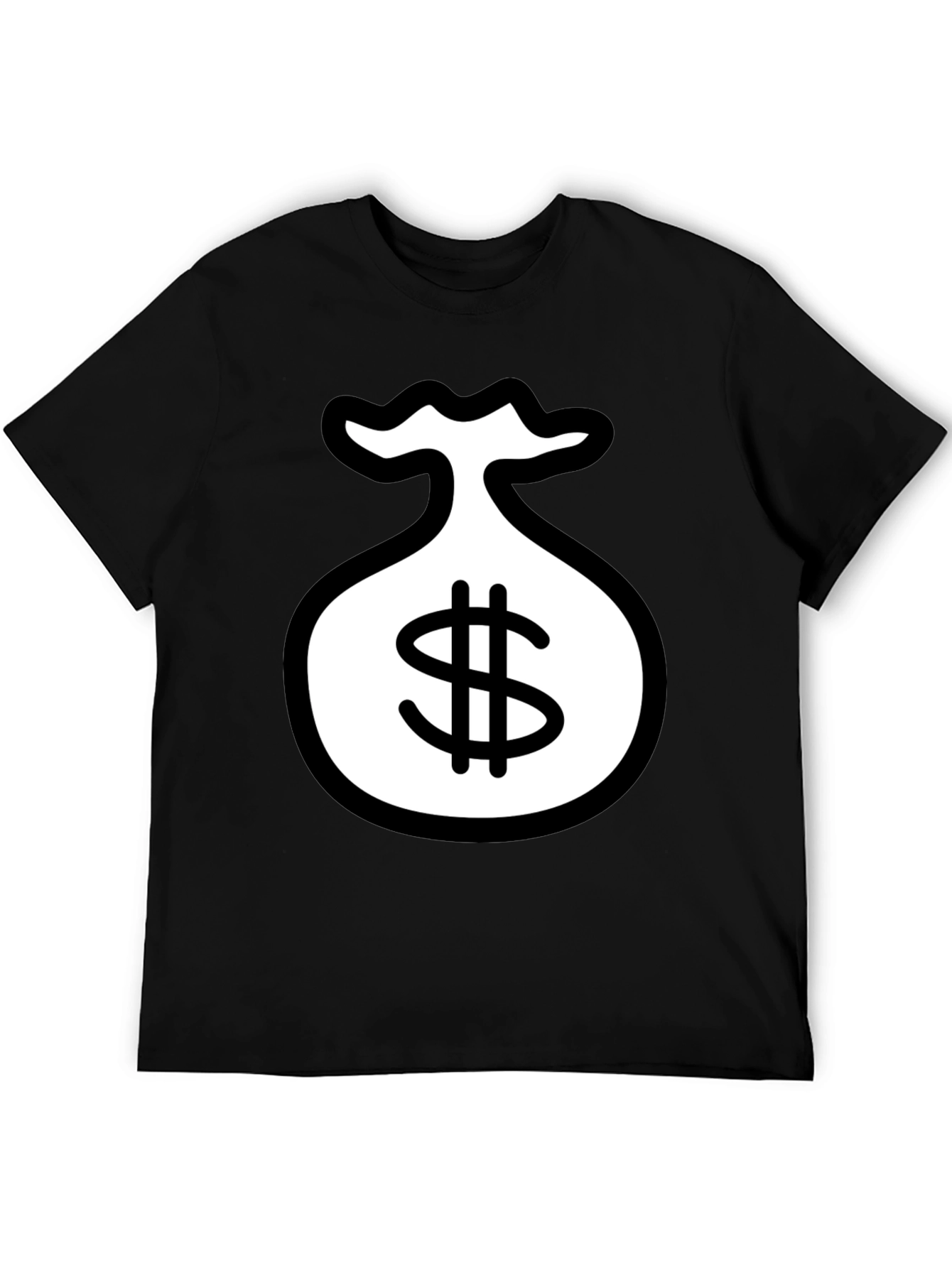 Black T-Shirt with Money Bag Graphic